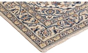 Tappeto Kashan Fine Medaglione Floreale Avorio Blu Cobalto 100x144 Cm