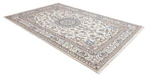 Tappeto Nain Kashmar Medaglione Floreale Avorio Blu 198x295 Cm