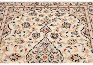 Tappeto Kashan Fine Medaglione Floreale Avorio Blu Scuro 102x148 Cm