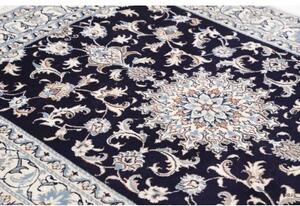 Tappeto Nain Kashmar Medaglione Floreale Blu Scuro Avorio 150x200 Cm