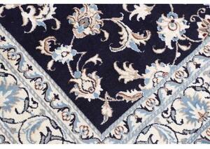 Tappeto Nain Kashmar Medaglione Floreale Blu Scuro Avorio 150x200 Cm