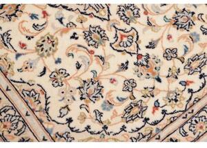 Tappeto Kashan Fine Medaglione Floreale Avorio Blu Scuro 102x148 Cm