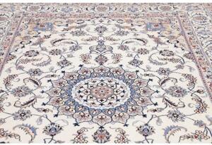 Tappeto Nain Kashmar Medaglione Floreale Avorio Blu 200x300 Cm