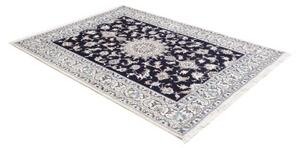 Tappeto Nain Kashmar Medaglione Floreale Blu Scuro Avorio 150x200 Cm