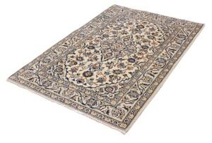 Tappeto Kashan Fine Medaglione Floreale Avorio Blu Cobalto 100x144 Cm