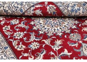 Tappeto Nain Kashmar Medaglione Floreale Rosso Bianco Avorio 148x195 Cm