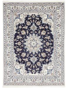 Tappeto Nain Kashmar Medaglione Floreale Blu Notte Avorio 150x210 Cm