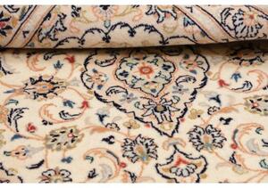 Tappeto Kashan Fine Medaglione Floreale Avorio Blu Scuro 102x148 Cm