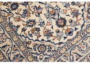 Tappeto Kashan Fine Medaglione Floreale Avorio Blu Cobalto 100x144 Cm