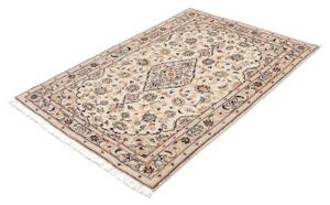 Tappeto Kashan Fine Medaglione Floreale Avorio Blu Scuro 102x148 Cm