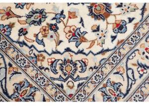 Tappeto Kashan Fine Medaglione Floreale Avorio Blu 98x150 Cm