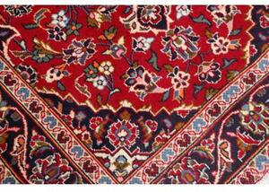 Tappeto Kashan Fine Medaglione Floreale Rosso Blu Scuro 104x158 Cm