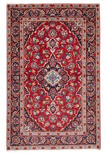 Tappeto Kashan Fine Medaglione Floreale Rosso Blu Scuro 104x158 Cm