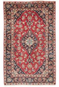 Tappeto Kashan Fine Medaglione Floreale Rosso Blu Scuro 96x153 Cm
