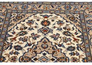 Tappeto Kashan Fine Medaglione Floreale Avorio Blu 97x145 Cm