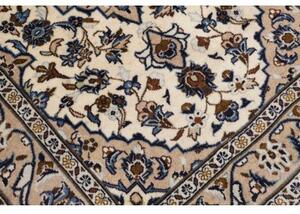 Tappeto Kashan Fine Medaglione Floreale Avorio Blu 97x152 Cm