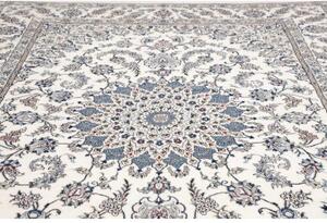 Tappeto Nain Kashmar Medaglione Floreale Avorio Blu 249x343 Cm