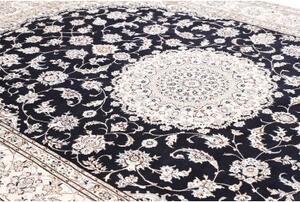 Tappeto Nain 9la Medaglione Floreale Blu Scuro Avorio 248x359 Cm