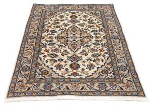 Tappeto Kashan Fine Medaglione Floreale Avorio Blu 97x145 Cm