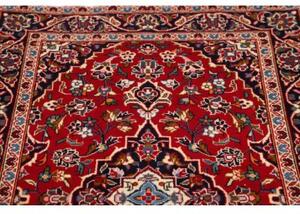 Tappeto Kashan Fine Medaglione Floreale Rosso Blu Scuro 104x158 Cm