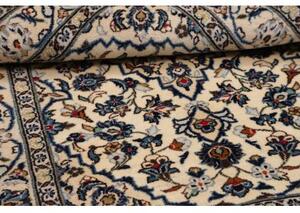Tappeto Kashan Fine Medaglione Floreale Avorio Blu 100x144 Cm