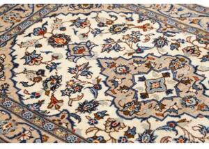 Tappeto Kashan Fine Medaglione Floreale Avorio Blu 97x145 Cm