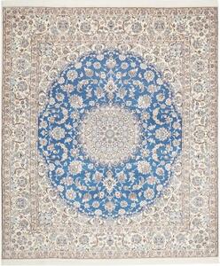 Tappeto Nain 9la Medaglione Floreale Blu Avorio 251x291 Cm