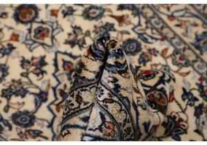 Tappeto Kashan Fine Medaglione Floreale Avorio Blu 100x144 Cm