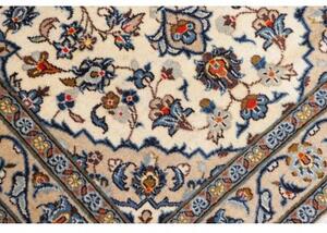 Tappeto Kashan Fine Medaglione Floreale Avorio Blu 97x145 Cm