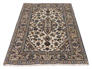 Tappeto Kashan Fine Medaglione Floreale Avorio Blu 97x152 Cm