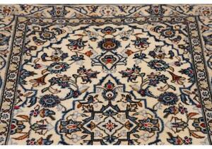 Tappeto Kashan Fine Medaglione Floreale Avorio Blu 100x144 Cm