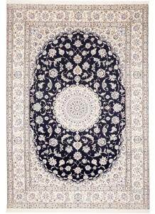 Tappeto Nain 9la Medaglione Floreale Blu Scuro Avorio 248x359 Cm