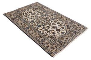 Tappeto Kashan Fine Medaglione Floreale Avorio Blu 97x152 Cm