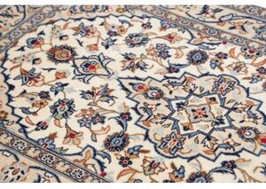 Tappeto Kashan Fine Medaglione Floreale Avorio Blu 98x150 Cm