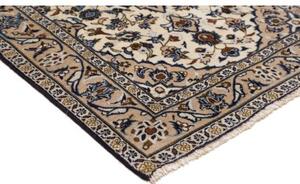 Tappeto Kashan Fine Medaglione Floreale Avorio Blu 97x152 Cm
