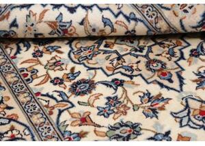 Tappeto Kashan Fine Medaglione Floreale Avorio Blu 98x150 Cm