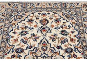 Tappeto Kashan Fine Medaglione Floreale Avorio Blu 98x150 Cm