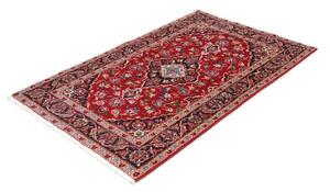 Tappeto Kashan Fine Medaglione Floreale Rosso Blu Scuro 104x158 Cm
