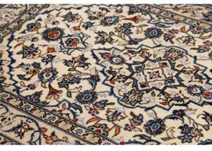 Tappeto Kashan Fine Medaglione Floreale Avorio Blu 100x144 Cm