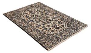 Tappeto Kashan Fine Medaglione Floreale Avorio Blu 100x144 Cm