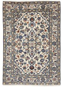 Tappeto Kashan Fine Medaglione Floreale Avorio Blu 100x144 Cm