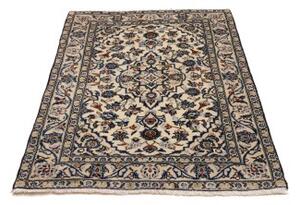 Tappeto Kashan Fine Medaglione Floreale Avorio Blu 100x144 Cm
