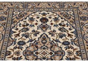 Tappeto Kashan Fine Medaglione Floreale Avorio Blu 97x152 Cm