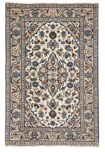 Tappeto Kashan Fine Medaglione Floreale Avorio Blu 97x152 Cm
