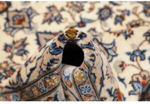 Tappeto Kashan Fine Medaglione Floreale Avorio Blu 97x145 Cm