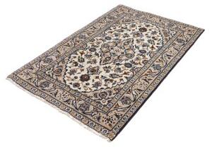 Tappeto Kashan Fine Medaglione Floreale Avorio Blu 97x152 Cm