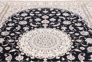 Tappeto Nain 9la Medaglione Floreale Blu Scuro Avorio 248x359 Cm