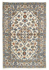Tappeto Kashan Fine Medaglione Floreale Avorio Blu 97x145 Cm