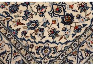 Tappeto Kashan Fine Medaglione Floreale Avorio Blu 100x144 Cm