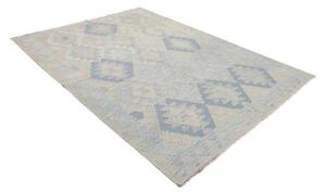 Tappeto Kilim Geometrico Beige Azzurro 179x246 Cm